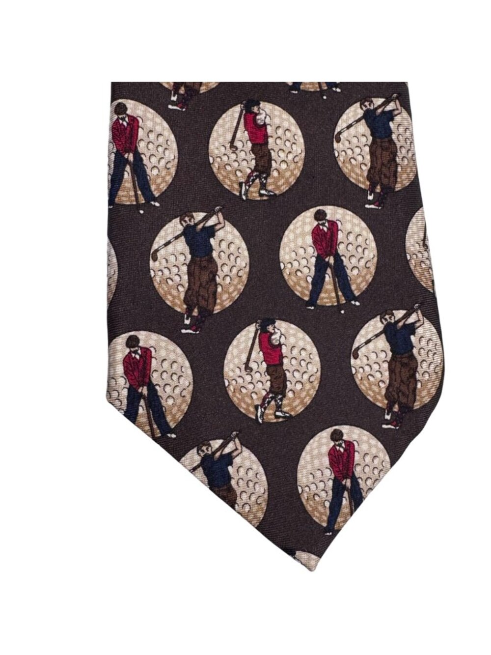 Sterling Hunt Brown OLMO 100% Silk Necktie Blue Red GOLF Print Tie 59" Lot of 2 - Picture 9 of 11